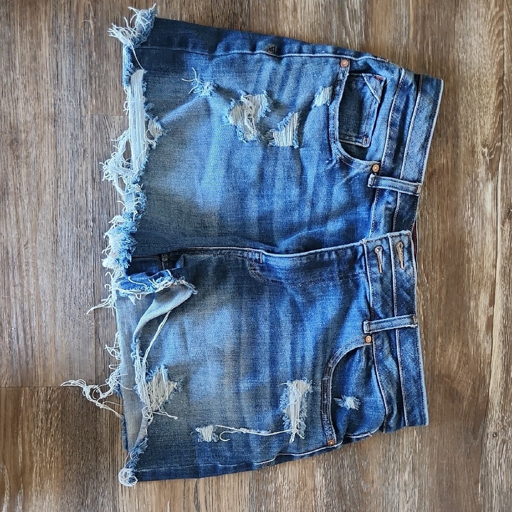 Classic Blue Distressed Jean Shorts